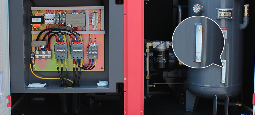 Causes and Solutions of Overheating Faults in Screw Air Compressors-1 oil level sight glass of the oil gas tank